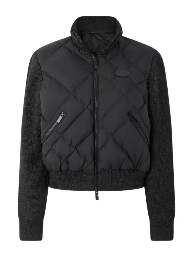 Ribbed Wool-blend Paneled Padded Shell Down Jacket