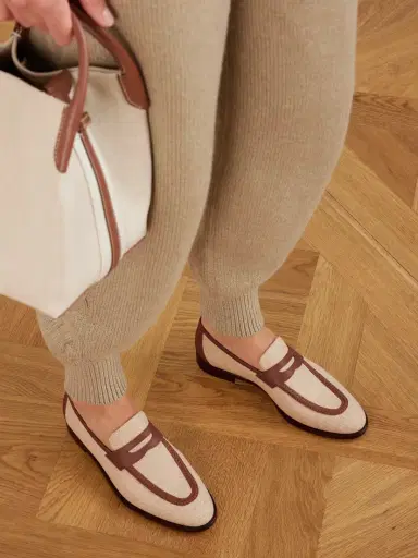 Loro Piana Sergio Leather-trimmed Canvas Loafers | Thumbnail 2