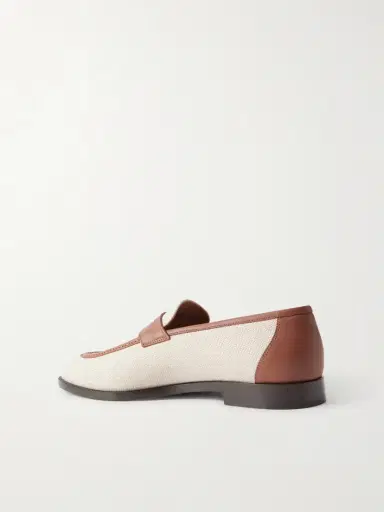 Loro Piana Sergio Leather-trimmed Canvas Loafers | Thumbnail 3