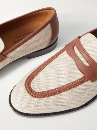 Loro Piana Sergio Leather-trimmed Canvas Loafers | Thumbnail 5