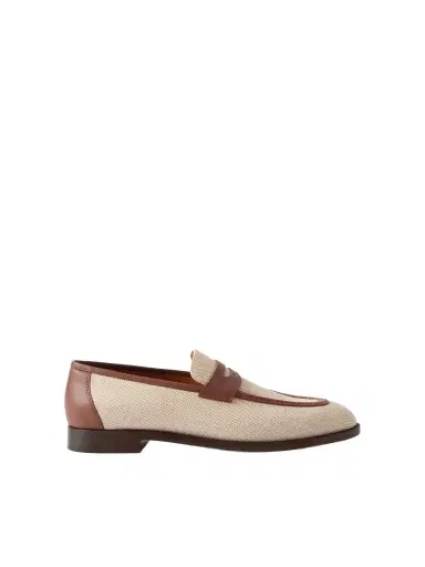 Loro Piana Sergio Leather-trimmed Canvas Loafers | Thumbnail 1