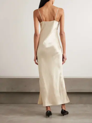 The Row Barika Hammered-silk Midi Dress | Thumbnail 3 The Row Barika Hammered-silk Midi Dress | Thumbnail 3