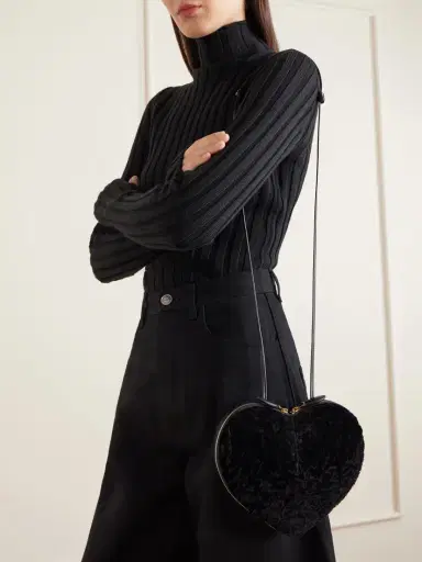 Alaïa Le Coeur Leather-trimmed Shearling Shoulder Bag | Thumbnail 2