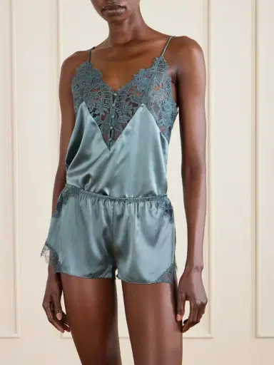 Kiki de Montparnasse Lace-trimmed Silk-satin Shorts | Thumbnail 2 Kiki de Montparnasse Lace-trimmed Silk-satin Shorts | Thumbnail 2