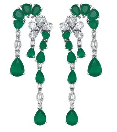 Wish Fine Jewelry 5.10ct Diamond Emerald 18K Gold Statement Earrings | Thumbnail 1 Wish Fine Jewelry 5.10ct Diamond Emerald 18K Gold Statement Earrings | Thumbnail 1