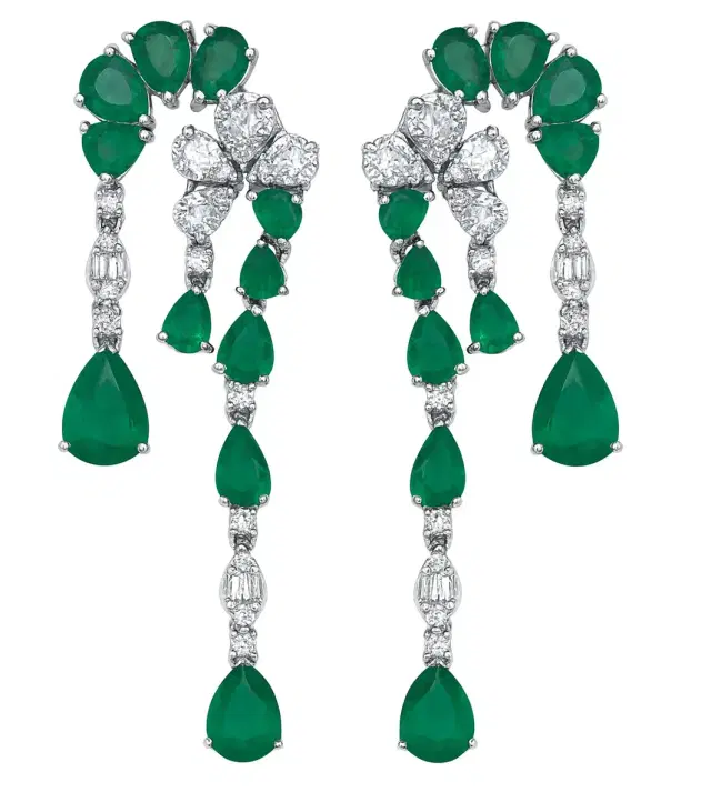 Wish Fine Jewelry 5.10ct Diamond Emerald 18K Gold Statement Earrings