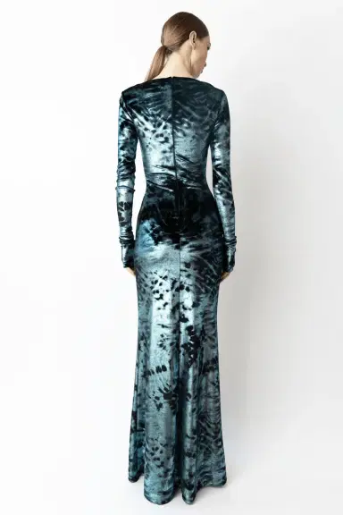LAPOINTE Foil Velour Boatneck Gown | Thumbnail 2