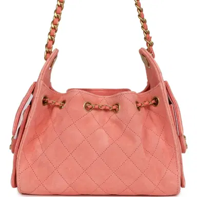 Chanel Chanel Mini 25 Hobo Bag Coral Pink Suede Antique Gold Hardware | Thumbnail 4
