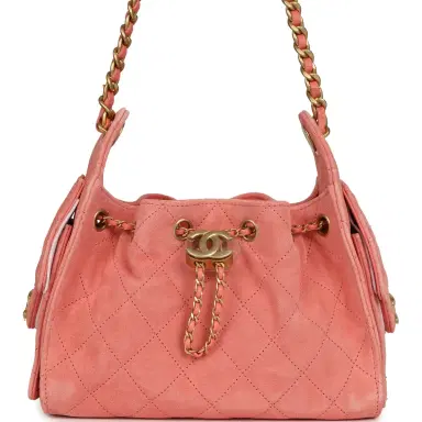 Chanel Chanel Mini 25 Hobo Bag Coral Pink Suede Antique Gold Hardware | Thumbnail 1
