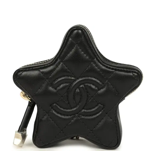 Chanel Chanel Mini Star Bag Charm Black Shiny Lambskin Light Gold Hardware