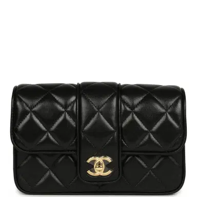 Chanel Chanel Mini Tab Flap Bag Black Lambskin Gold Hardware | Thumbnail 1 Chanel Chanel Mini Tab Flap Bag Black Lambskin Gold Hardware | Thumbnail 1