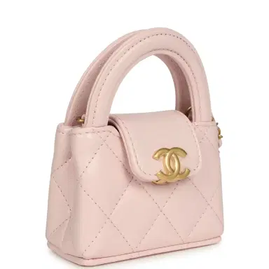 Chanel Chanel Nano Kelly Bag Charm Light Pink Shiny Lambskin Brushed Gold Hardware | Thumbnail 2 Chanel Chanel Nano Kelly Bag Charm Light Pink Shiny Lambskin Brushed Gold Hardware | Thumbnail 2