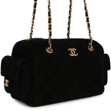 Chanel Chanel Small Bowling Bag Black Suede Antique Gold Hardware | Thumbnail 2