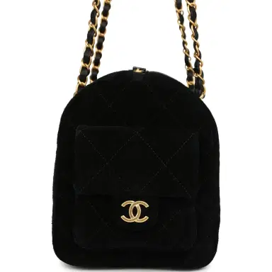 Chanel Chanel Small Bowling Bag Black Suede Antique Gold Hardware | Thumbnail 3
