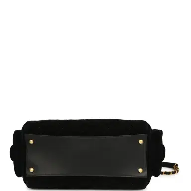 Chanel Chanel Small Bowling Bag Black Suede Antique Gold Hardware | Thumbnail 6