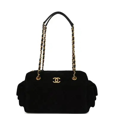 Chanel Chanel Small Bowling Bag Black Suede Antique Gold Hardware | Thumbnail 7