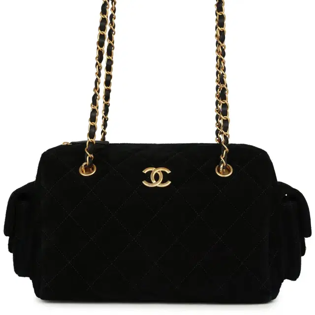 Chanel Chanel Small Bowling Bag Black Suede Antique Gold Hardware