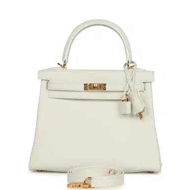 HERMÈS Hermes Kelly Retourne 25 New White Swift Gold Hardware | Thumbnail 1 HERMÈS Hermes Kelly Retourne 25 New White Swift Gold Hardware | Thumbnail 1