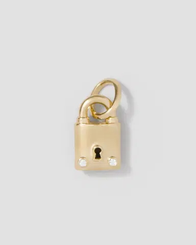 Jennifer Fisher Personalized Small Lock with Two Diamonds | Thumbnail 2 Jennifer Fisher Personalized Small Lock with Two Diamonds | Thumbnail 2