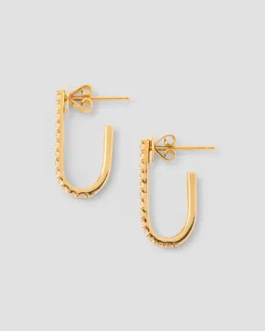 Jennifer Fisher Large Pavé Diamond Level Earring in 18K Yellow Gold | Thumbnail 2