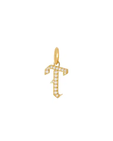 Jennifer Fisher Capital Gothic Letter Charm with Pavé White Diamonds in 18K Yellow Gold | Thumbnail 1