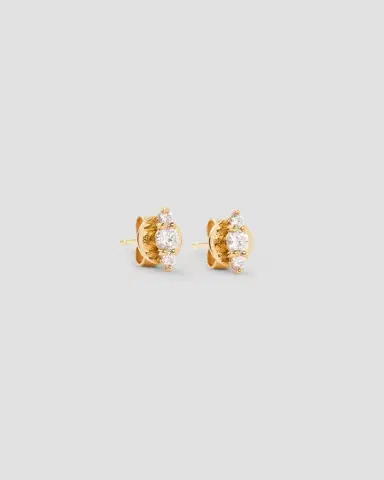Jennifer Fisher Three Diamond Stud Earring in 18k Yellow Gold | Thumbnail 2 Jennifer Fisher Three Diamond Stud Earring in 18k Yellow Gold | Thumbnail 2