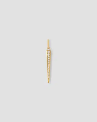Jennifer Fisher Skinny Cone Charm with Pavé White Diamonds in 18K Yellow Gold | Thumbnail 2