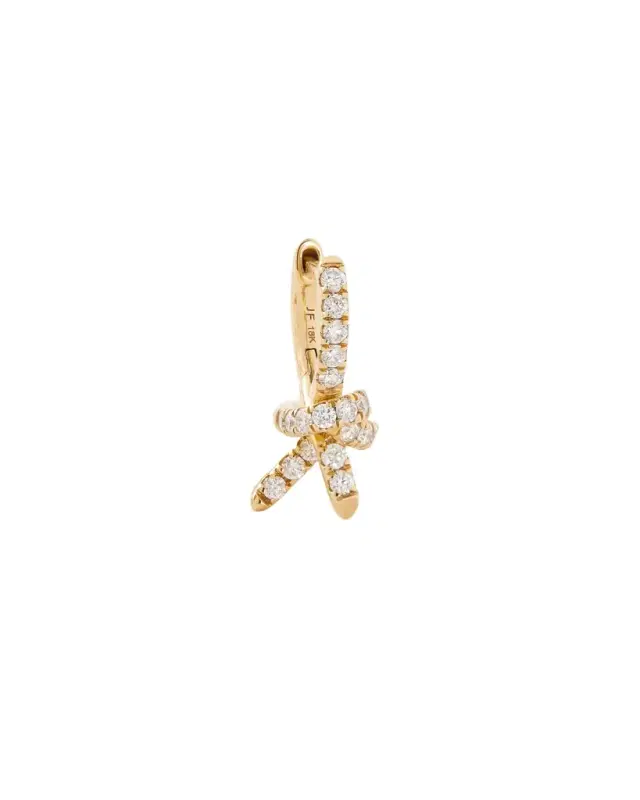Knot Micro Huggie in 18K Yellow Gold with Pavé White Diamonds