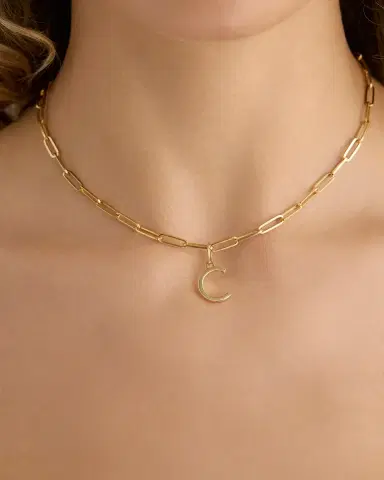 Jennifer Fisher Minimal Block Letter Charm in 14K Yellow Gold | Thumbnail 2