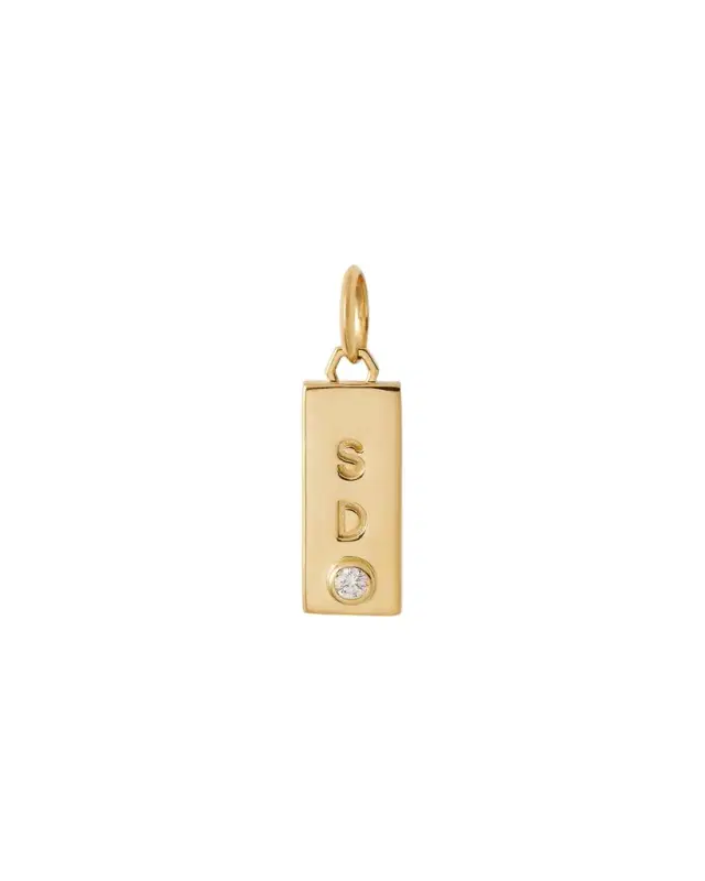 Jennifer Fisher Personalized Mini Dog Tag with Diamond 18K Yellow Gold