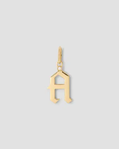 Jennifer Fisher Capital Gothic Letter Charm with Diamond in 18K Yellow Gold | Thumbnail 2