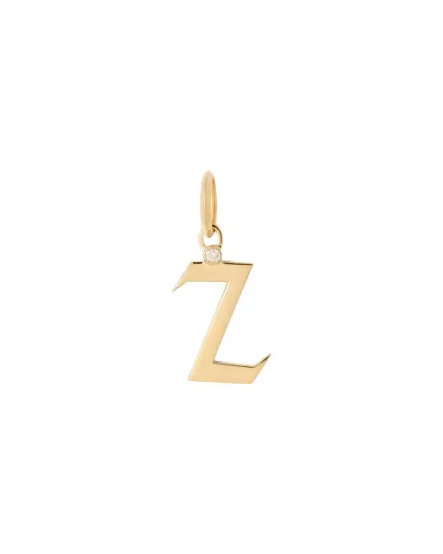 Jennifer Fisher Capital Gothic Letter Charm with Diamond in 18K Yellow Gold
