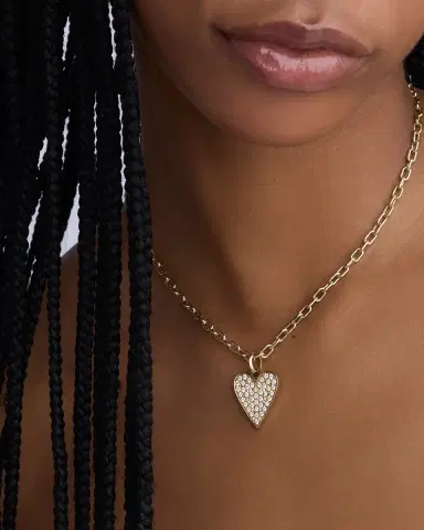 Jennifer Fisher Large Heart with Pavé White Diamonds in 18K Yellow Gold | Thumbnail 1