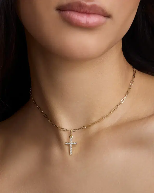 Small Royal Cross with Pavé White Diamonds