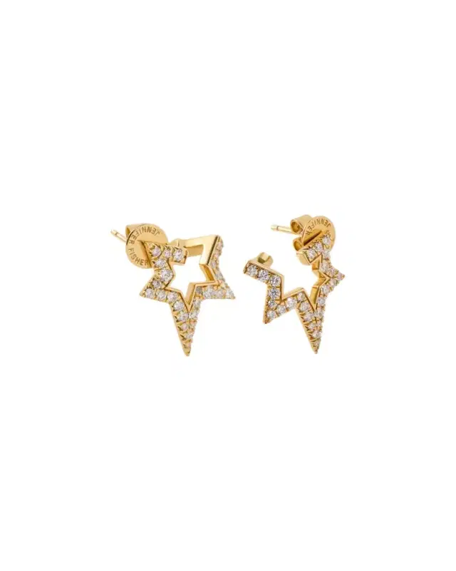 Jennifer Fisher Large Star Earring with Pavé White Diamonds in 18k Yellow Gold