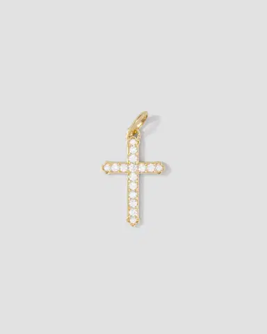 Jennifer Fisher Large Royal Cross with Pavé White Diamonds in 18K Yellow Gold | Thumbnail 2