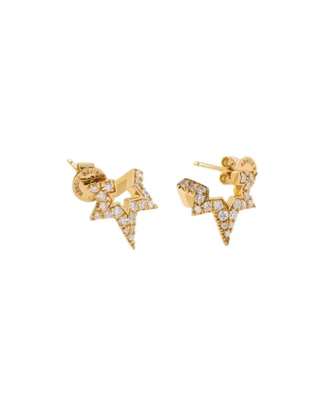 Jennifer Fisher Small Star Earring with Pavé White Diamonds in 18k Yellow Gold