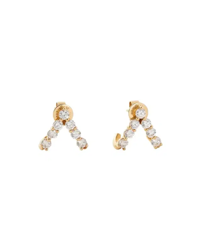 Floating Seven Diamond Double Huggies in 18K Yellow Gold