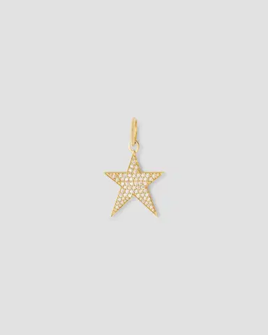 Jennifer Fisher Star Charm with Pavé White Diamonds in 18K Yellow Gold | Thumbnail 2 Jennifer Fisher Star Charm with Pavé White Diamonds in 18K Yellow Gold | Thumbnail 2
