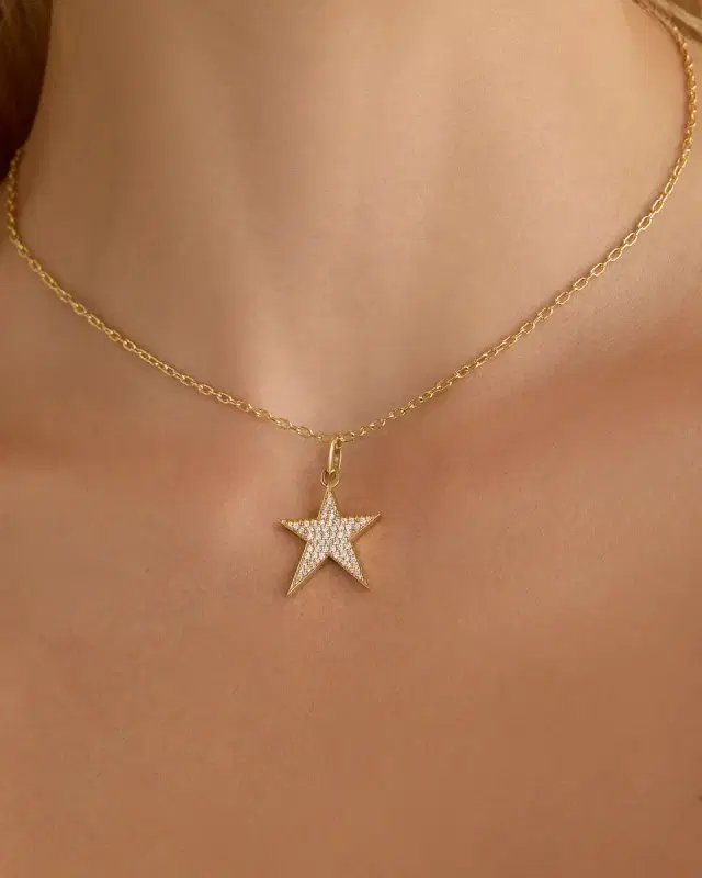 Jennifer Fisher Star Charm with Pavé White Diamonds in 18K Yellow Gold