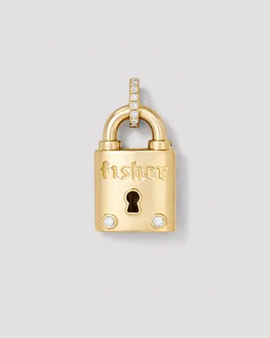 Jennifer Fisher Personalized Large Lock with Two Diamonds | Thumbnail 2 Jennifer Fisher Personalized Large Lock with Two Diamonds | Thumbnail 2