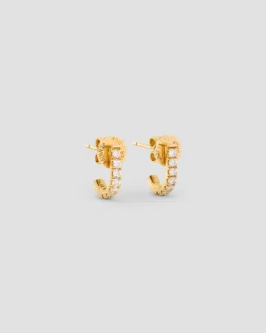 Jennifer Fisher Micro Pavé Diamond Level Huggie in 18K Yellow Gold | Thumbnail 2