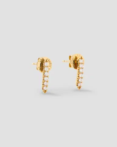 Jennifer Fisher Essential Pin Earrings With Pavé White Diamonds in 18K Gold | Thumbnail 2