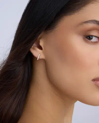 Jennifer Fisher Essential Pin Earrings With Pavé White Diamonds in 18K Gold | Thumbnail 1