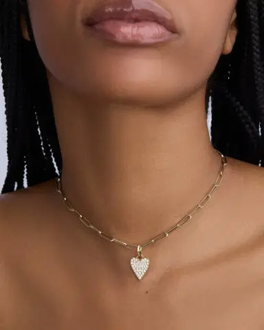 Jennifer Fisher Medium Heart with Pavé White Diamonds in 18K Yellow Gold | Thumbnail 1 Jennifer Fisher Medium Heart with Pavé White Diamonds in 18K Yellow Gold | Thumbnail 1