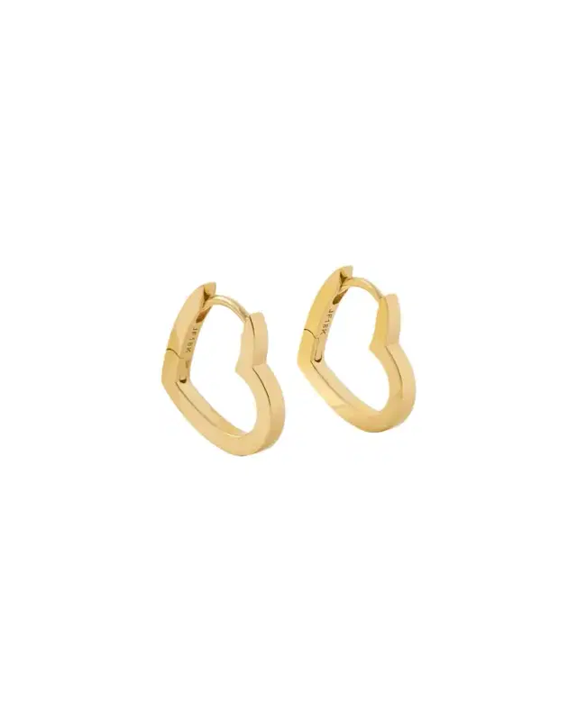 18k Small Heart Huggie