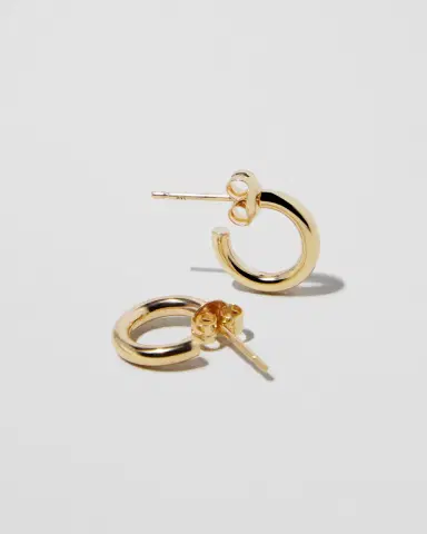 Jennifer Fisher Micro Thread Huggies in 14K Yellow Gold | Thumbnail 2