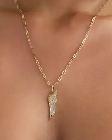 Jennifer Fisher Medium Wing Charm with Pavé White Diamond in 18K Yellow Gold | Thumbnail 2
