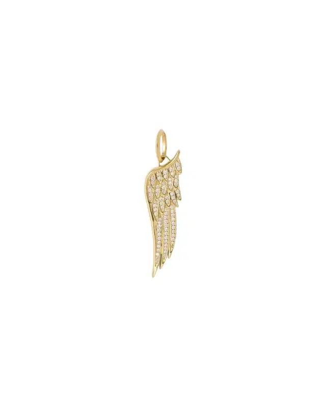 Jennifer Fisher Medium Wing Charm with Pavé White Diamond in 18K Yellow Gold
