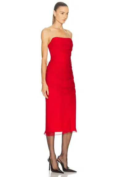 Carolina Herrera Strapless Draped Midi Dress | Thumbnail 2